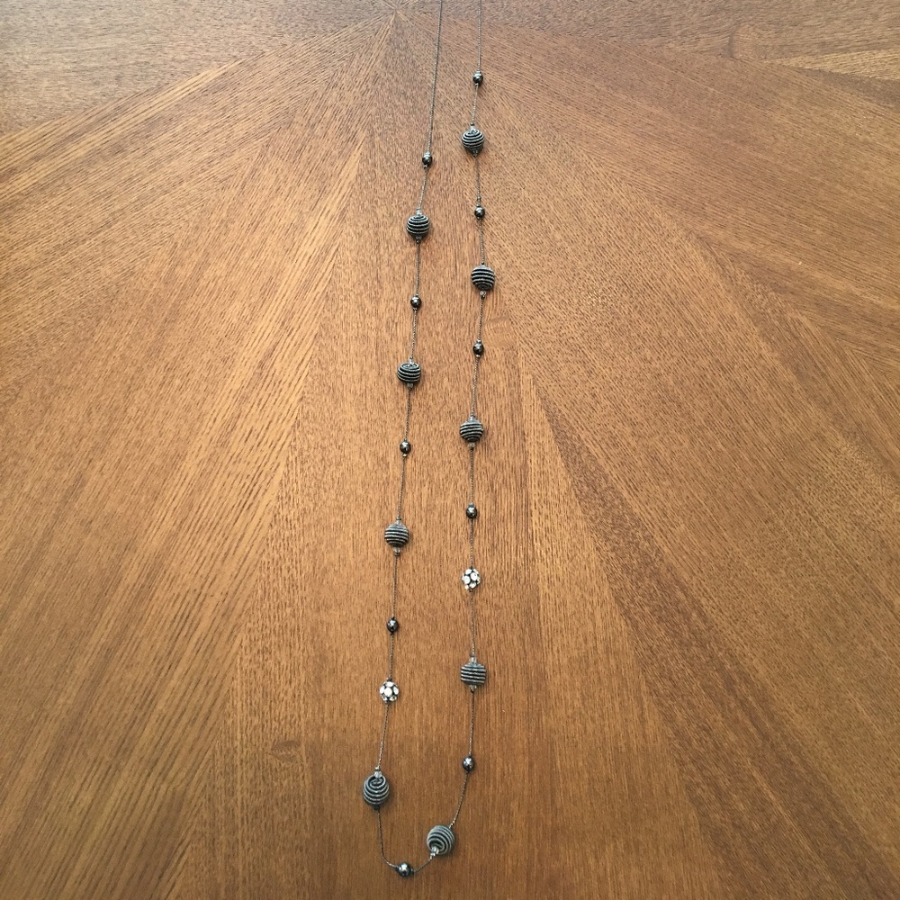 Charming Charlie 24" Black, Gray bead necklace